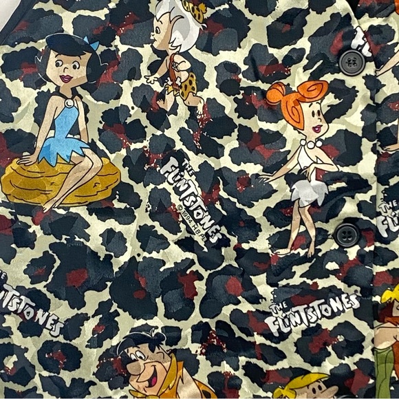 Vintage 1994 Flintstones Satin Vest Waistcoat Leopard Print Hanna-Barbara NWT - Picture 3 of 9